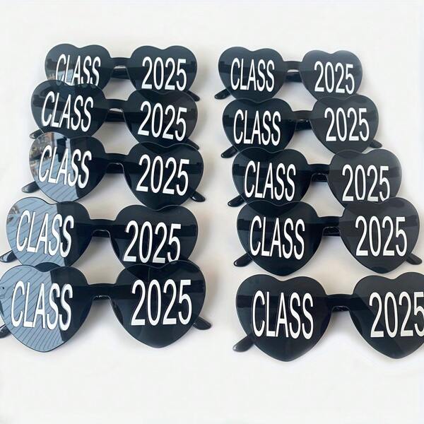 10 Stücke Abschluss 2025/Rückkehr zum Schulstart Brillen - marineblau und schwarze Kunststoffbrillen als Partyfavors, Fotobox-Requisiten und Feierdekorationen, Rückkehr zur Schule und Abschlussparty Dekorationen
