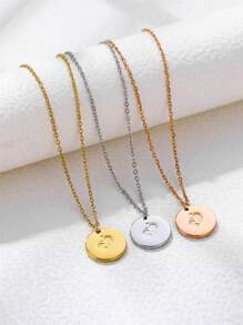 Collar con colgante de nombre personalizado grabado, collar con colgante de letras 3D hechas a mano personalizadas de acero inoxidable con moneda redonda clásica, joyería para fiestas familiares, regalo de aniversario para ella, regalo de cumpleaños para la mejor amiga, regalo creativo para nueva madre, Navidad, Acción de Gracias, Día de la Madre, Regalo de Año Nuevo