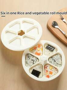 1pc Triangle Onigiri Bento Box, Japanese Sushi 6-In-1 Mold, Used To Make Seaweed Rice Ball - Multicolor - View 11