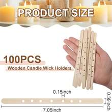 20/30/50/100pcs 7-Inch 7-Hole Wooden Candle Wick Holders, DIY Candle Making Tools - Wood Fastener - View 3