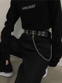 Square Buckle Punk Silver Double - Eyelets Chain - Decor Jeans Belt - Y2K Stylish & Timeless Versatile Essential Summer, School Casual, Business, Boyfriend Husband Father Dad Men Gift, Daily Wear, Fashion, Teen, Outdoor, Vacation, Athletic, Travel, Street, Boho, Vintage Fall, Autumn, Halloween Autumn-Winter Accessories,Suitable For Teens, Youth,Men,Casual, Outdoor, Athletic, Vacation, Graduation Gifts, Birthday, Daily Wear