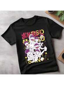 T Shirt  Osomatsu-San (.Osomatsu)X  Characters T-Shirt JyushimatsuPure Cotton Cute Cartoon Printed T-Shirt ZYMCN TRADING LIMITED - Black - View 1