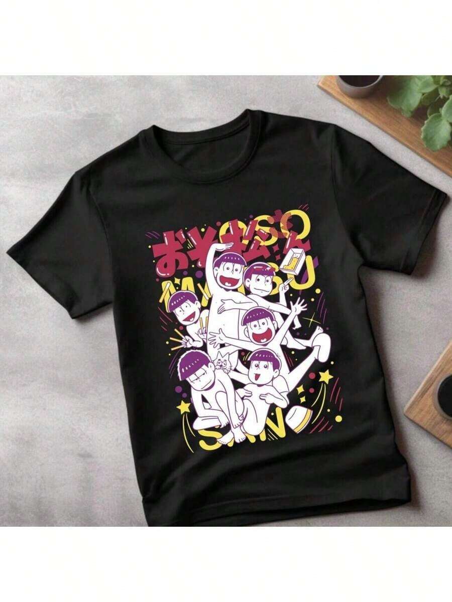 T Shirt  Osomatsu-San (.Osomatsu)X  Characters T-Shirt JyushimatsuPure Cotton Cute Cartoon Printed T-Shirt ZYMCN TRADING LIMITED - Black - View 1