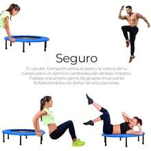 Raganet, Trampolin para Acondicionamiento Fisico de 93cm, Brincolin Plegable de Fitness con Base de 6 Patas y 24 Resortes, Ejercicio de Gimnasio Aeróbico, Resitente y Duradero - Azul - Ver 8