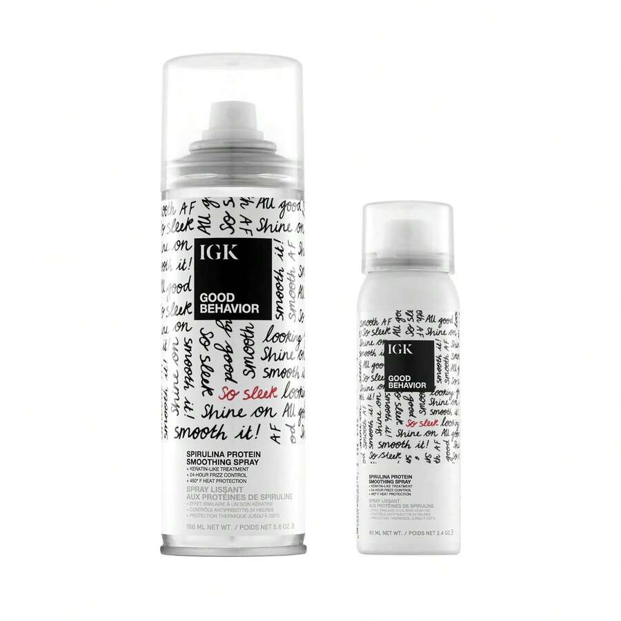 IGK GOOD BEHAVIOR Spirulina Protein Smoothing Spray | Keratin Like Treatment + Frizz Control + Heat Protectant | Vegan + Cruelty Free | - Smoothing Spray - View 1