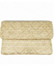 Borsa da donna in materiale di stuoia di paglia, colorata, fatta a mano per uso quotidiano - Dorato - Visualizzare 2