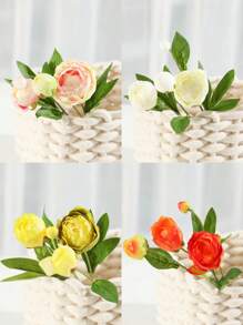 3/6/10pcs Artificial Flowers, Fake Peony Flowers Silk Flower Arrangements Decorations Plastic Flower Bouquet Decor Wedding Table Centerpieces, Artificial Peony Silk Flower Leaf Home Office Wedding Party Festival Bar Decor, Wedding Filler Flowers For DIY Cream Bouquets, Centerpieces, Bridal Shower Decorations & Arrangements