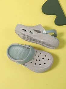 Kids Breathable Comfortable Slip-On Sandals, Casual Home Slippers, Color Block Fashion Versatile, Boys/Girls Beach/Outdoor Shoes