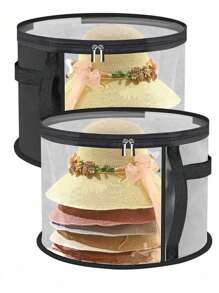 1pc Clear PVC Hat Storage Organizer With Zipper Closure, Portable Stackable Round Brim Hat Container With Handle, Transparent Fashion Hat Storage Bucket For Beach Hats, Easy To Use