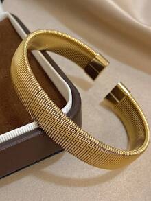 1 pieza Brazalete minimalista, brazalete de acero inoxidable para superposición para mujeres, accesorio para uso diario y de fiesta, regalo de verano y Navidad - Multicolor - Ver 12