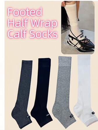 1/3/4 Pairs Of Ladies Korean Letters Patched Summer Leg Warmers, Breathable Outer White Thin Calf Leg Warmers, Suitable For All Occasions, Y2k, Cozy