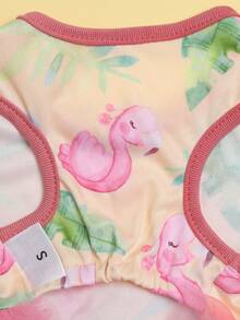 1件火烈鸟印花宠物连衣裙 | 甜美粉色宠物蓬蓬裙 | 无袖设计 + 网纱裙摆 | 适合小型/中型犬猫的春夏装，特价优惠 - 彩色 - 查看 7