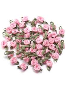 20/50/100 Stücke Mini handgemachte Rose Blume Satinband Rosetten Stoff Applikationen für Hochzeitsdekoration, Basteln, Nähzubehör