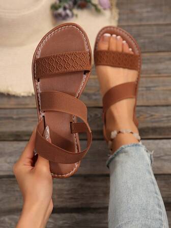 新款春夏时尚女士拖鞋，时尚休闲罗马风格一脚蹬凉鞋，黑色、米色、棕色，纯色编织舒适沙滩凉鞋，博主推荐厚底凉鞋，夏季沙滩鞋，优雅搭扣低跟圆头拖鞋，防臭防滑简约户外拖鞋，百搭平底一脚蹬凉鞋，女士尺码偏小