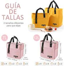 Lonchera Termica Impermeable - Bolsa de Almuerzo Aislada Porta Alimentos Nevera Portátil, Hermética Porta Fiambrera Plegable Hielera con Bolsillos Laterales, A Prueba de Fugas para Adultos Mujer - Amarillo - Ver 7