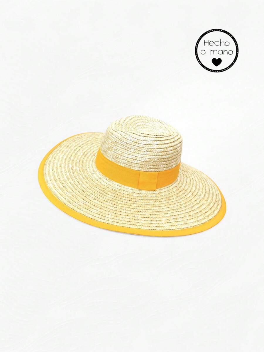 Solid Color & Contrast Color Bohemian Casual Elegant Handmade UV Protection Paper Sun Hats, For Spring, Summer, Autumn