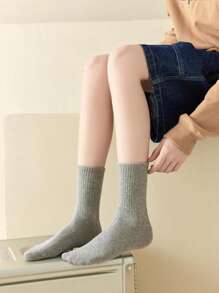 6 pares de meias altas femininas, meias esportivas finas, de cor sólida e longas, adequadas para primavera, verão e outono