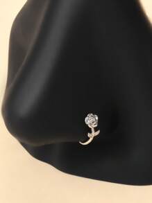 Anillo de nariz de imitación de circonita cúbica de mujer, de latón, redondo y flexible para piercing de tabique nasal y cartílago de la oreja, joyería corporal