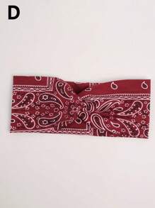 1 buc. Bentiță elastică răsucită în stil boem, cu imprimeu de flori de caju, material moale, casual, versatilă pentru naveta, yoga, antrenament, alergare, bandă sport care absoarbe umezeala pentru femei, bandă de păr cu turban, bandă de transpirație, bandă de păr