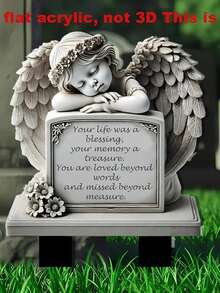 1 Peça - Placa Memorial Clássica de Anjo, Acrílico para Jardim, Montagem no Solo, Decoração Externa Resistente às Intempéries, Memorial de Páscoa, Sem Necessidade de Energia, Ornamentos Decorativos de Jardim, Ornamentos Criativos, Decoração Doméstica, Placa de Acrílico, Dia de Natal