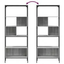 Bücherregal 5 Böden Grau Sonoma 76x33x188,5 cm Holzwerkstoff - Grau - Übersicht 7