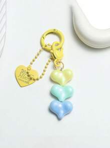 2D Flat, 1pc New Acrylic Colorful Heart Pendant Mobile Phone Case Ornament Accessories Earphone Bag Hanging Ornaments Car Accessories Bag Charm