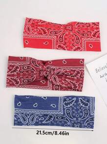 1 buc. Bentiță elastică răsucită în stil boem, cu imprimeu de flori de caju, material moale, casual, versatilă pentru naveta, yoga, antrenament, alergare, bandă sport care absoarbe umezeala pentru femei, bandă de păr cu turban, bandă de transpirație, bandă de păr