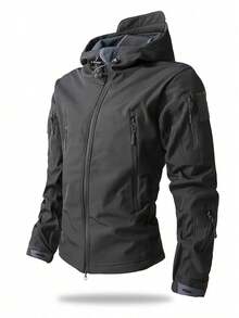 Tactical Softshell Military Jacket, Men's Waterproof And Windproof Jackets, Men's Army Combat Hooded Coats - 灰色 - 查看 7