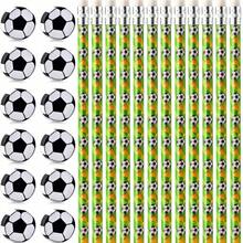 12 Pcs Sports Pencils Soccer Eraser Set Football Pencils With Ball Eraser Sports Themed For Stationery Reward Office Supplies - Wooden Pencils For Themed Birthday Party Favors - Green - View 2