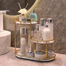 1 pieza Bandeja de baño de tres niveles para cosméticos, productos de cuidado de la piel, perfume, lápiz labial, para el baño, el dormitorio, el escritorio, regalo de Navidad, accesorios de baño, organizador de baño, de vuelta a la escuela