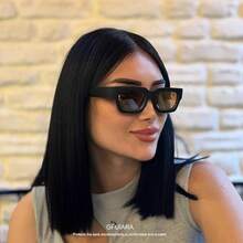 Square Men Women Fashion Thick Rectangle Glasses Shades Designer Style - Brown - View 2