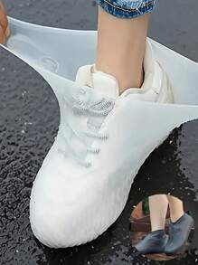 3 PIEZAS Cubiertas reutilizables de silicona para zapatos para hombres y mujeres - Protectores de zapatos impermeables y antideslizantes para viajes, cubiertas de botas transparentes con diseño flexible, accesorios livianos de lluvia para senderismo/camping, refrescantes de verano, playa, viajes