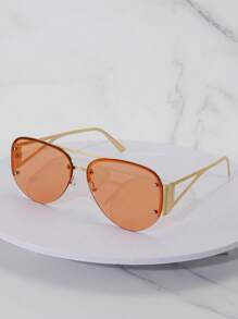 1 Pair Unisex Gold Frame Cat Eye Metal Fashion Glasses, Punk Street Vintage Chic Women's Accessories Fashion Shades, Suitable For Street Photography, Beach Travel In Summer, Easter Party, Daily Outfit Accessories, Men's Fishing, Travel, Camping Accessories