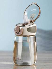 1pc High Appearance Level Summer Straw Cup, Cute Girl Student Water Bottle, Portable Notebook, Casual Cup, Plastic At Will, Convenient For Sports, Picnics, Outings Water Cup - Multicolor - View 4