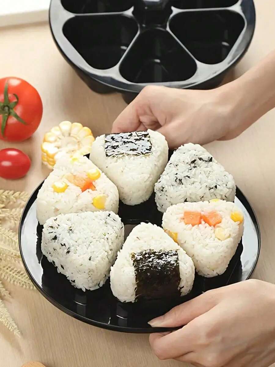 1pc Triangle Onigiri Bento Box, Japanese Sushi 6-In-1 Mold, Used To Make Seaweed Rice Ball - Multicolor - View 1
