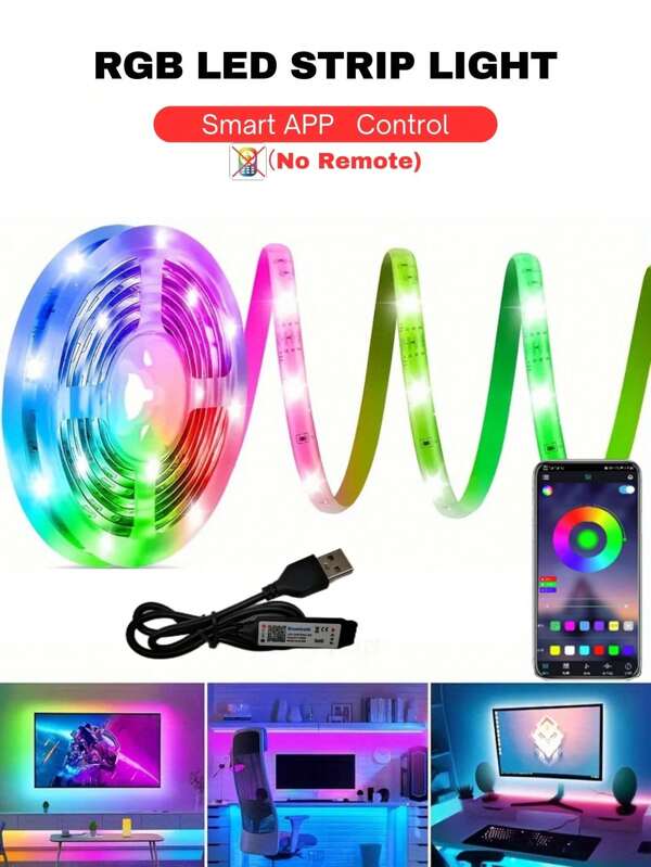1 szt. Led Licht 3,3 stopy-50 stóp/1 m-15 m Taśmy LED Dekoracja pokoju RGB Tło TV, Podświetlenie telewizora Dekoracja sypialni Inteligentna aplikacja Sterowanie 5 V Zasilane przez USB Światło TV/Monitor Światło, Światła LED Do Pokoju Tęczowe Światło LED TV, Kino Domowe