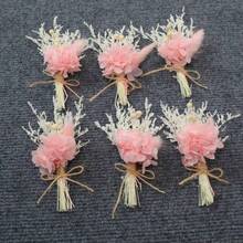 6 Stücke Set mit Mini-Trockenblumenstrauß, geeignet für böhmische Blumenhochzeiten, Tischdekoration, kleine getrocknete Rohrkolben, Bastelbedarf, Geschenkbox für Geburtstagstorten und Brautjungfern, Vasendekoration