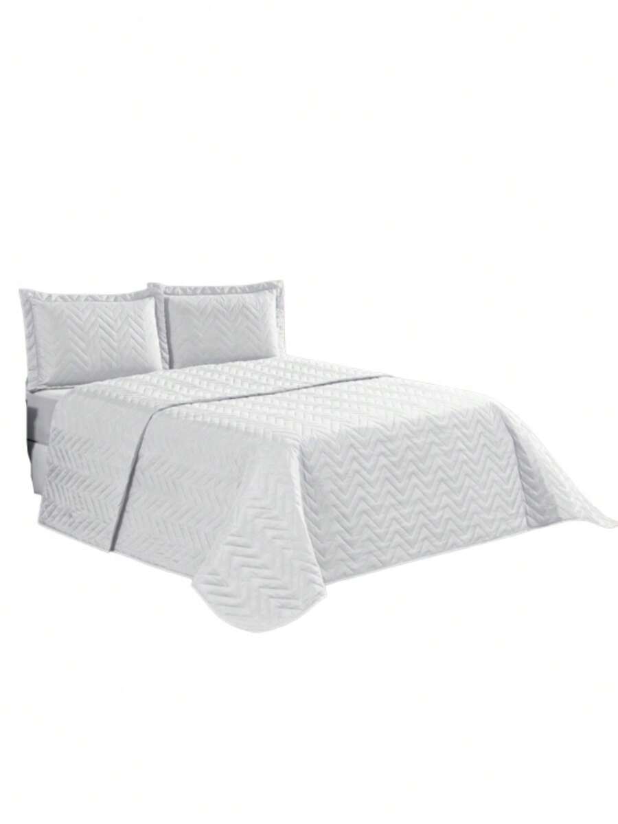 Imperium Double Bedspread Standard 3 Pieces Quilted Soft Touch White - White - View 1