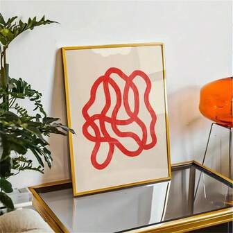 1 bucată de imprimare modernă cu linie roșie abstractă pe fundal bej - decor de perete contemporan pentru sufragerie, dormitor, bucătărie și multe altele - operă de artă versatilă cu cerneală, ramă opțională