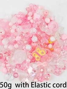50克各式亚克力珠子，可用于制作手链，配有绳子、花朵、星星、心形、蝴蝶、糖果、小熊软糖等美观可爱的珠子，可用于制作珠宝、钥匙扣、项链、手机挂件、DIY工艺品、毕业礼物、母亲节礼物