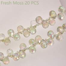 QYDCX Mărgele de sticlă cristalină 8x10mm 20/50 buc, mărgele de cristal fațetate pentru confecționarea bijuteriilor, mărgele de sticlă strălucitoare în formă de lacrimă pentru colier, brățară, cercei, artizanat DIY