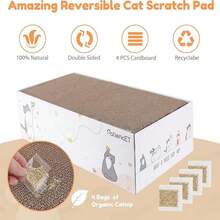 Tophouse 4 Pack Cat Scratch Pad With Box, Cardboard Cat Scratcher For Indoor Cats - Brown - View 2