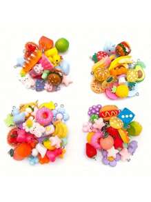 10/20/30/50/80/100/200pcs Vivid Resin Craft Supplies - Imaginative Animals, Fruits And Food Series - Colorful DIY Jewelry Making Necklace, Bracelet And Earring, Perfect For Craft Lovers And Jewelry Making