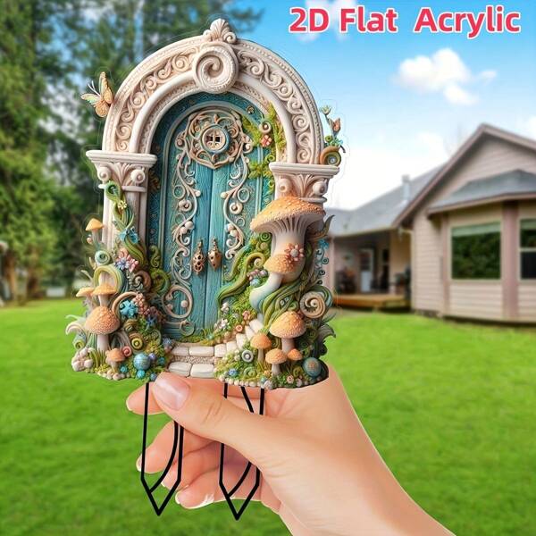 1 pieza Puerta de hada de jardín plana de acrílico 2D, tarjeta decorativa atractiva, ideal para decoración de exteriores, jardín y patio. Regalo perfecto, regalo para amigos, accesorio de jardín exterior, ilumina el jardín, atrapador de luz, señalización, plano 2D