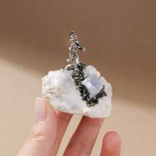 1pc Natural Crystal Stone Agate Cave Paired With Alloy Miner Figurine Collection Gifts