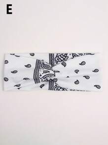 1 buc. Bentiță elastică răsucită în stil boem, cu imprimeu de flori de caju, material moale, casual, versatilă pentru naveta, yoga, antrenament, alergare, bandă sport care absoarbe umezeala pentru femei, bandă de păr cu turban, bandă de transpirație, bandă de păr