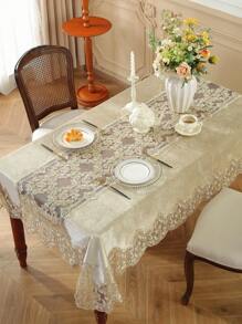 1 قطعة من القماش المخملي مطرز بخيوط ذهبية ثلاثية الأبعاد ، حافة الدانتيل مناسبة لطاولة العشاء في الزفاف ، الحفلات العطلات ، ديكور المنزل ، طاولة المؤتمرات ، طاولة مربعة/مستطيلة ، طاولة المطبخ والطعام ، سجادة للنزهة ، لجميع الفصول ، ديكور غرفة الحفلات والزفاف في الحديقة