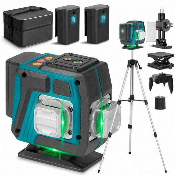 ONEVAN Livelli laser 4D a 16 linee, livello laser verde orizzontale verticale a 360°, strumento di misurazione e livellamento autolivellante