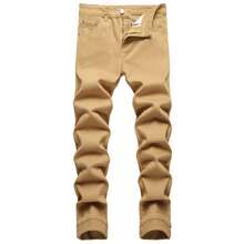JUNBAOSS Men's Slim Fit Jeans Stretch Ripped Skinny Jeans For Men, Fashion Straight Leg Comfort Flex Waist Casual Pants - 卡其色 - 查看 1