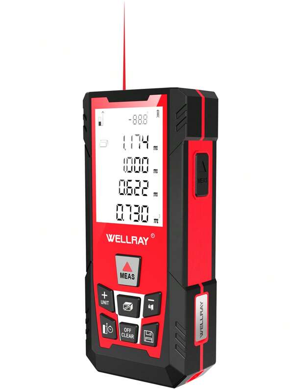 WELLRAY Laser Messgerät 150M Laser Entfernungsmesser mit Winkelfinder, Genauigkeit ±1/16 Zoll, Quadratmetermaß mit elektronischer horizontaler Kalibrierung, einfaches Ablesen in Innenräumen
